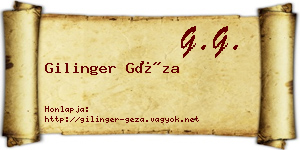 Gilinger Géza névjegykártya